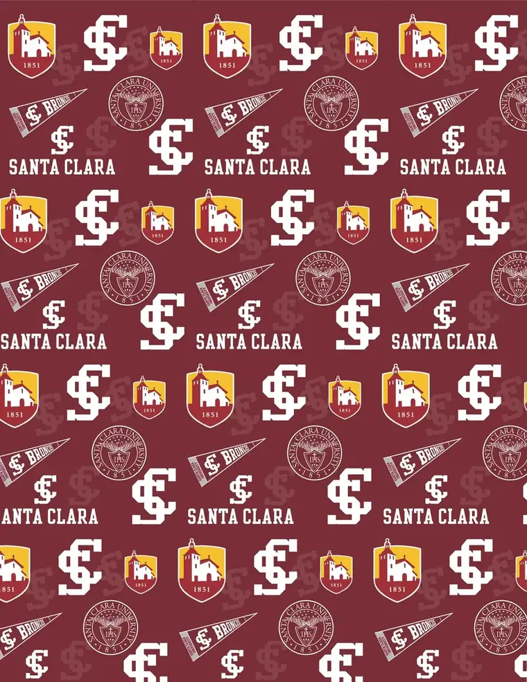 Custom Santa Clara University fabric sheet