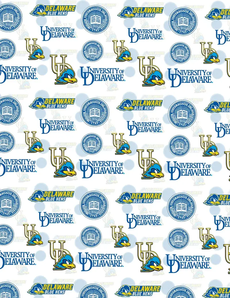 Custom Delaware fabric sheet printed in school colors