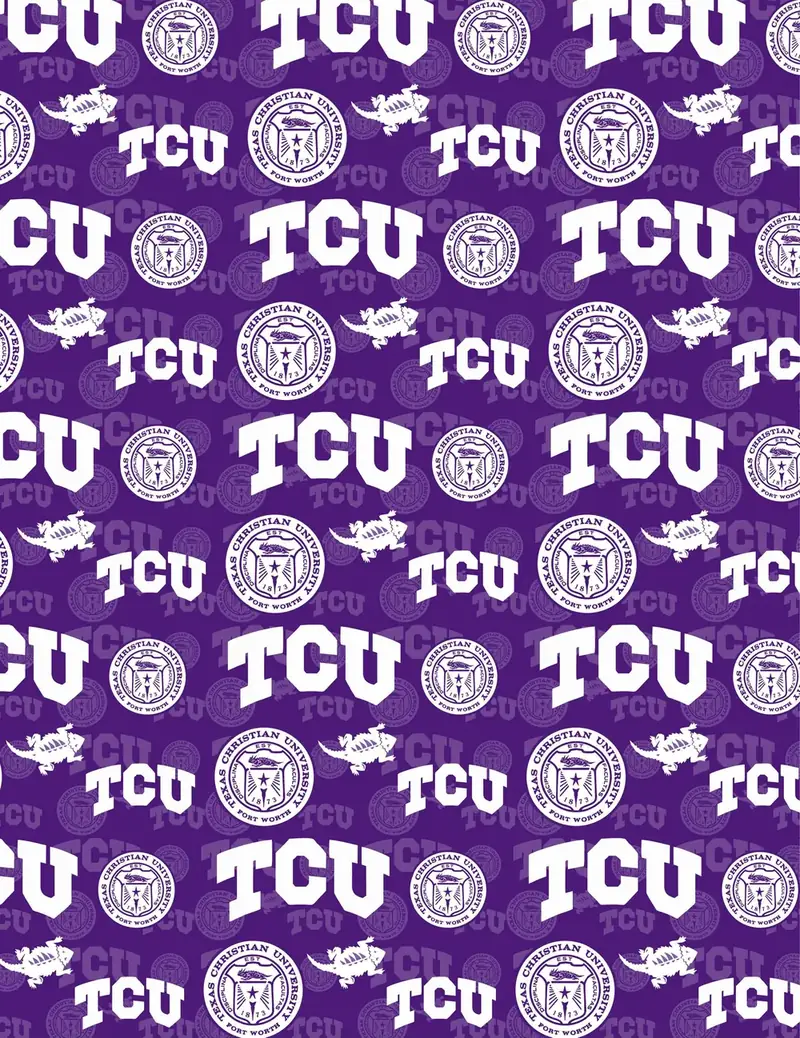 Custom TCU fabric sheet printed in school colors
