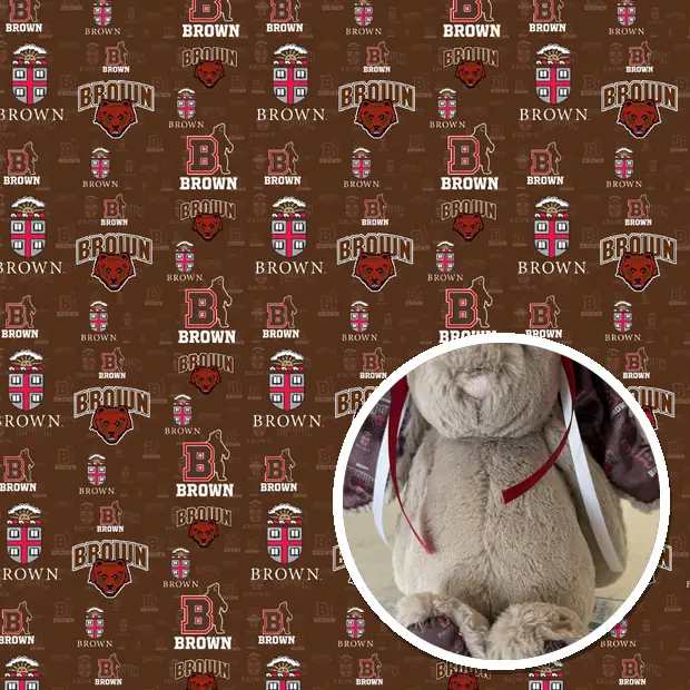 Custom Brown fabric sheet, with the plush a customer made from it