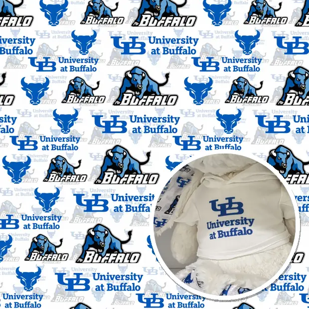 Plush made from the custom University at Buffalo fabric sheet